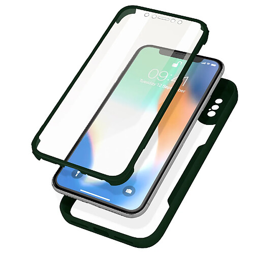 Avizar Coque iPhone X et XS Dos Plexiglas Avant Polymère Coins Renforcés Contour Vert