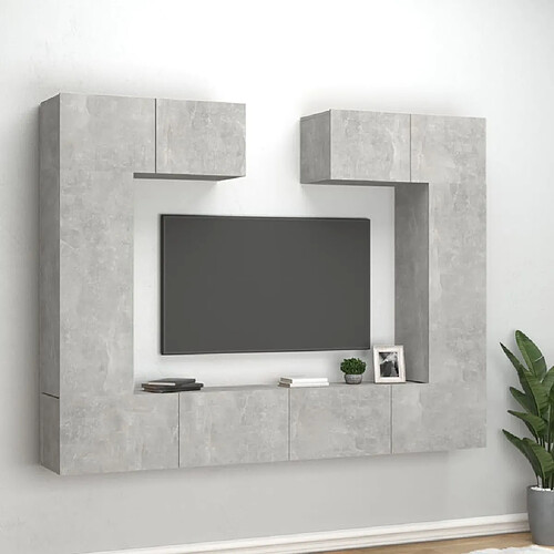 vidaXL Ensemble de meubles TV 6 pcs Gris béton Bois d'ingénierie