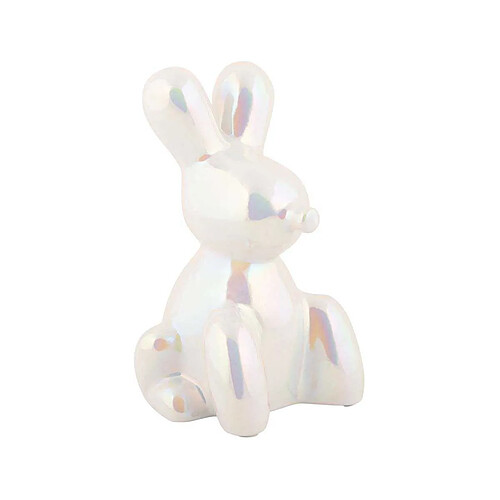 Pt' Statue en céramique Balloon Bunny blanc.