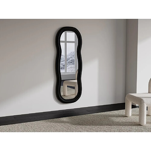 Vente-Unique Miroir organique en bois de paulownia - L. 60 x H. 160 cm - Noir - TAYLI