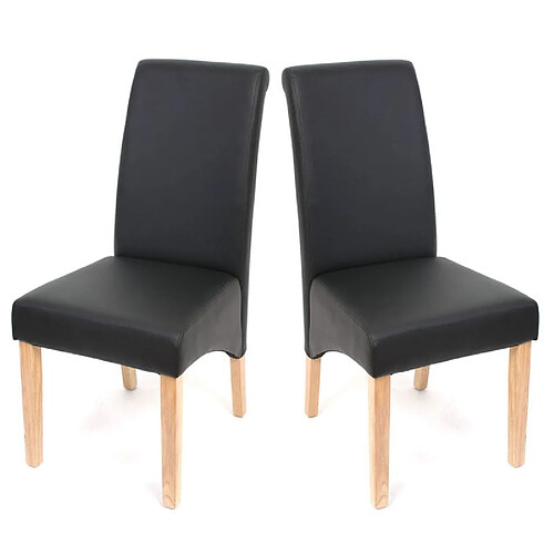 Decoshop26 Set de 2 chaises de salle à manger en synthétique noir mat pieds clairs CDS04023