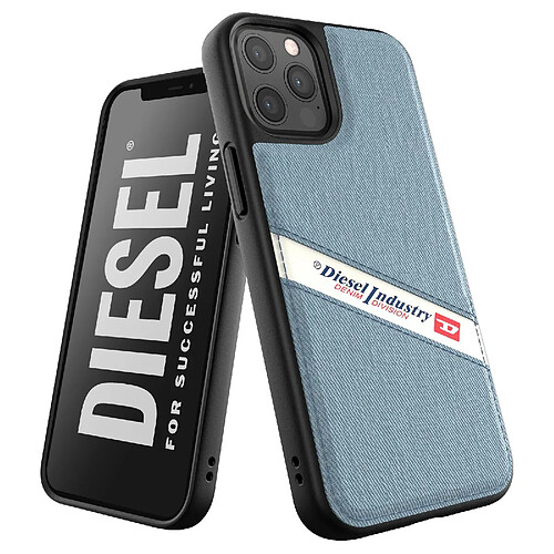 Diesel Coque pour iPhone 12 et 12 Pro Anti-chutes 1.5m Revêtement Jean Dénim Bleu