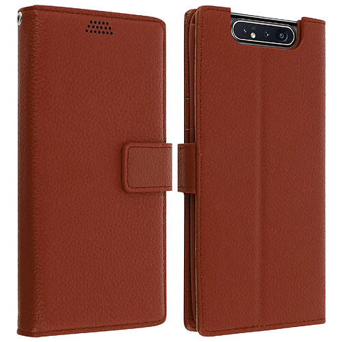 Avizar Housse Samsung Galaxy A80 Étui Folio Soft Touch Support Vidéo marron