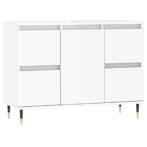 Maison Chic Armoire de salle de bain,Meuble de rangement,Meuble haut blanc brillant 80x33x60 cm -GKD663956