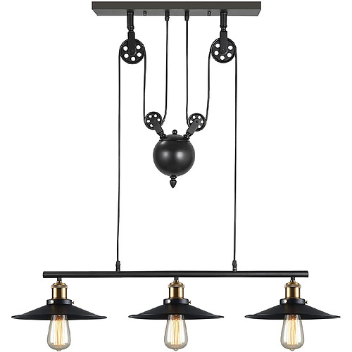 STOEX Lustre Suspension Industrielle Luminaire Vintage Plafonnier avec Poulie en