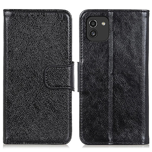 Etui en PU texture nappa, anti-rayures noir pour votre Samsung Galaxy A03 (164.2 x 75.9 x 9.1mm)