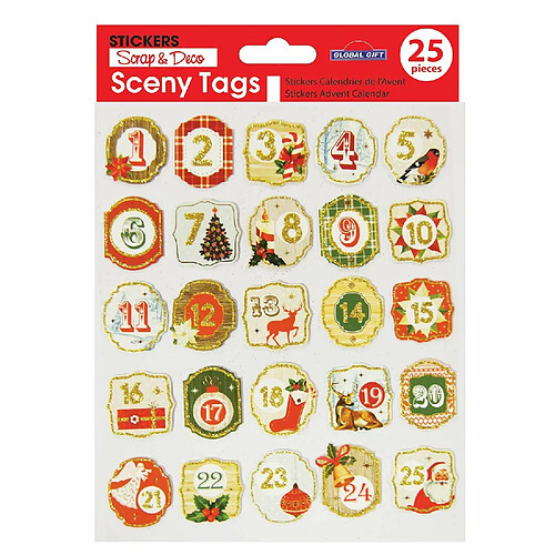 Youdoit 25 stickers pour calendrier de l'Avent - Paillettes dorées