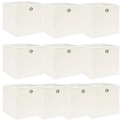 Maison Chic Lot de 10 Boîtes de rangement,Boîtes de stockage Blanc 32x32x32 cm Tissu -MN735138