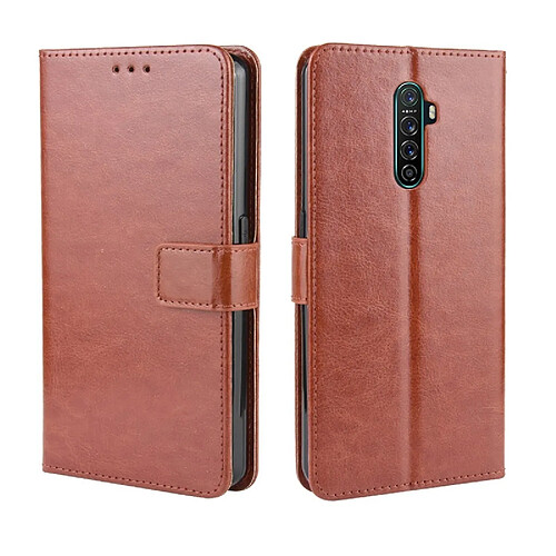 Wewoo Housse Coque Pour Oppo Reno Ace Retro Texture Crazy Horse Etui à rabat horizontal en cuir avec support & fentes cartes et cadre photo Marron