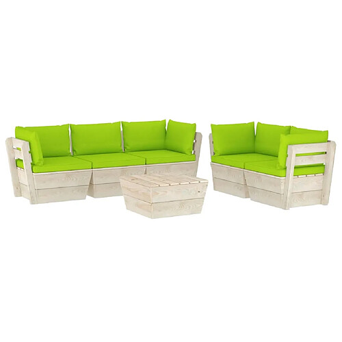 Maison Chic Salon de jardin palette 6 pcs avec coussins - Table et chaises d'extérieur - Mobilier/Meubles de jardin Moderne épicéa imprégné -MN77687