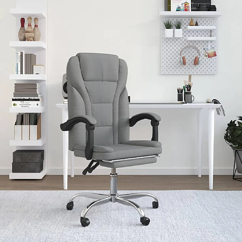 vidaXL Fauteuil inclinable de bureau Gris clair Tissu