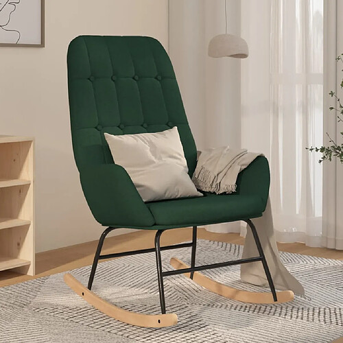 vidaXL Chaise à bascule Vert foncé Tissu