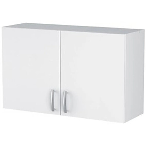 Pegane Meuble haut 2 portes coloris blanc, L100 x H60 x P28 cm