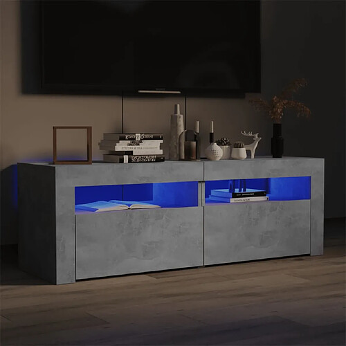 vidaXL Meuble TV avec lumières LED gris béton 120x35x40 cm