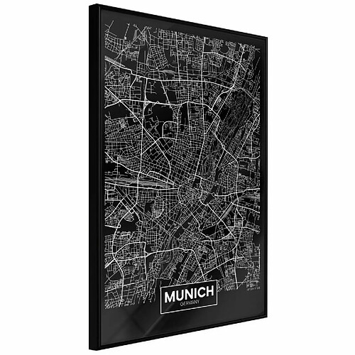 Paris Prix Affiche Murale Encadrée City Map Munich Dark 30 x 45 cm Noir