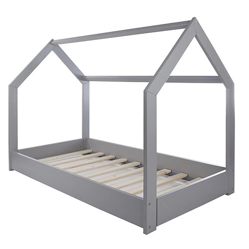 Velinda Lit maison cabane 160x80cm gris