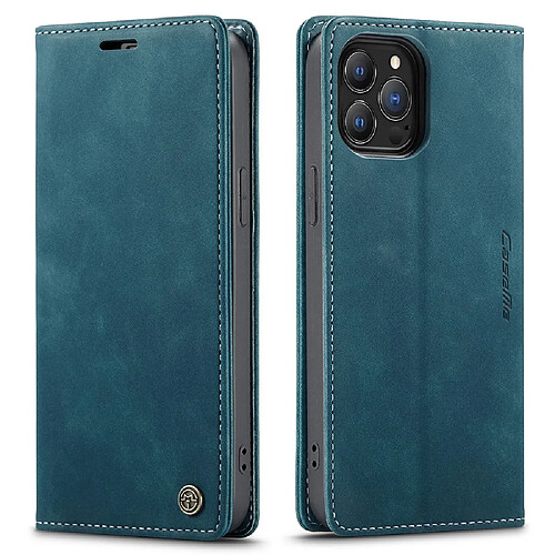 Caseme Etui en PU + TPU antichoc avec support vert pour Apple iPhone 13 Pro 6.1 pouces