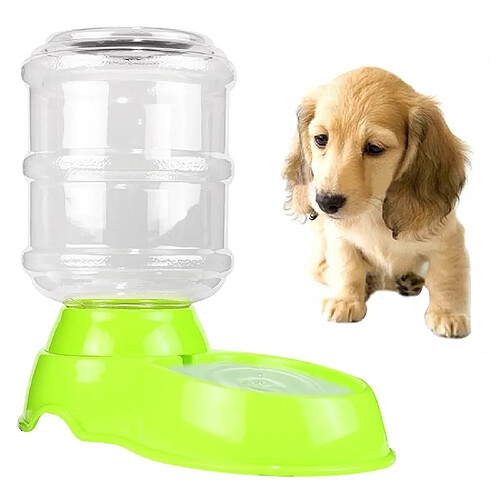 Wewoo Distributeur d'Eau Animaux vert 3.5L Pet Gravity Waterer Chiens Chats En Plastique Auto-Dispensing Gravity Feeder