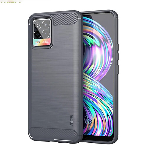 Mofi Coque en TPU Revêtement en fibre de carbone brossé gris pour votre Realme 8 Pro/8