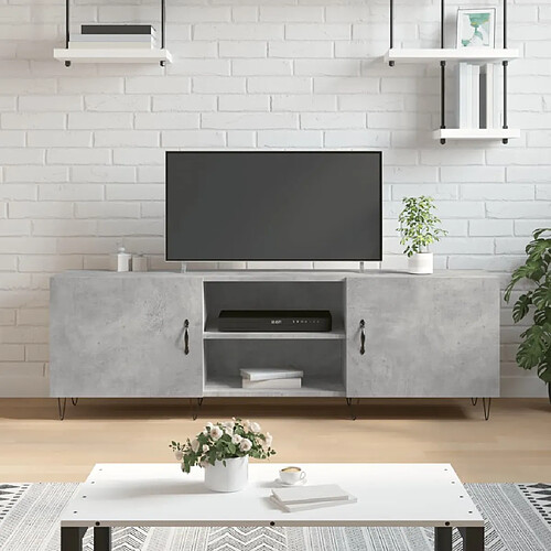 Maison Chic Meuble TV scandinave - Banc TV pour salon gris béton 150x30x50 cm bois d'ingénierie -MN95234