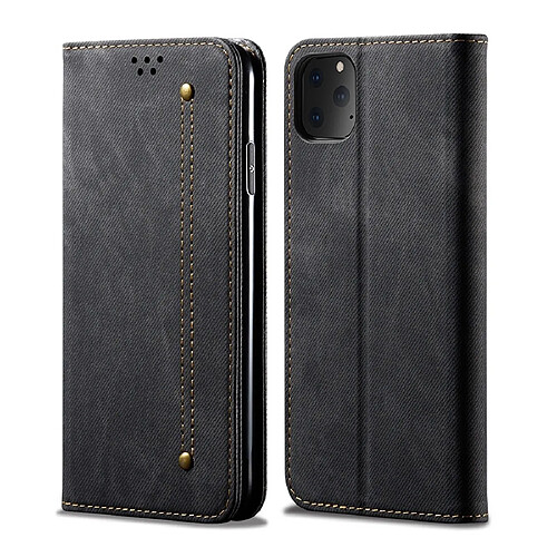 Wewoo Coque Pour iPhone 11 Pro Denim Texture Etui à rabat en cuir de style décontracté avec support logements cartes et porte-monnaie Noir