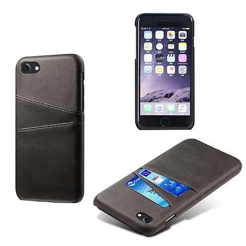 Coque en TPU + PU conception spéciale avec deux porte-cartes noir pour votre Apple iPhone SE 2