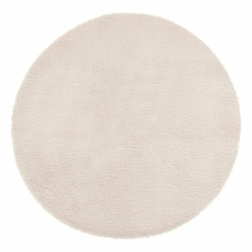 Tapis Rond Imitation Fourrure Doucea 80cm Ivoire