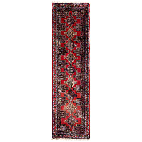 Vidal Tapis de couloir en laine 313x87 rouge Birdjend