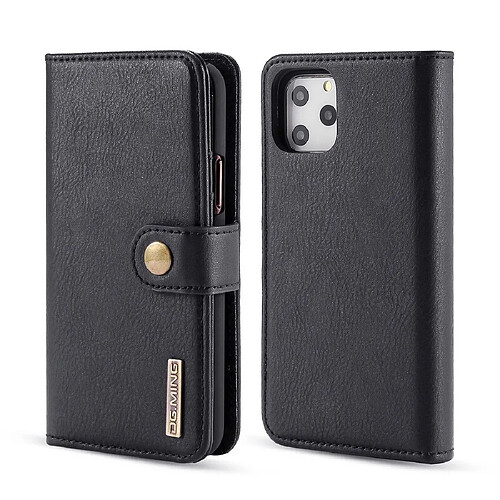 Wewoo Coque Etui en cuir Texture Flip détachable magnétique avec support et fentes pour cartes et portefeuille iPhone 11 Pro Noir