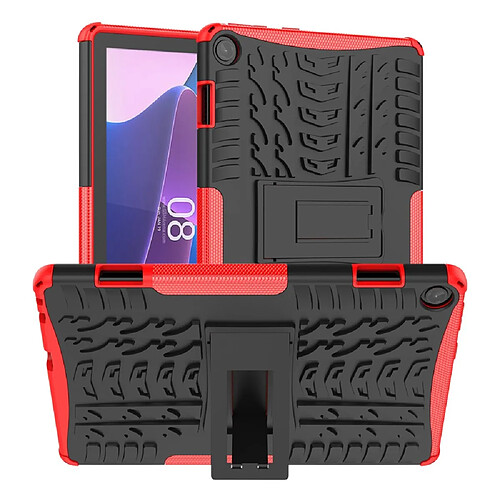 Coque en TPU texture de pneu, résistant aux chocs avec béquille pour votre Lenovo Tab M10 (Gen 3) - rouge