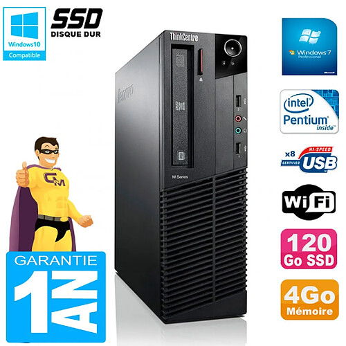 PC Lenovo M92p SFF Intel G630 4Go Disque 120Go SSD Graveur DVD Wifi W7 · Occasion