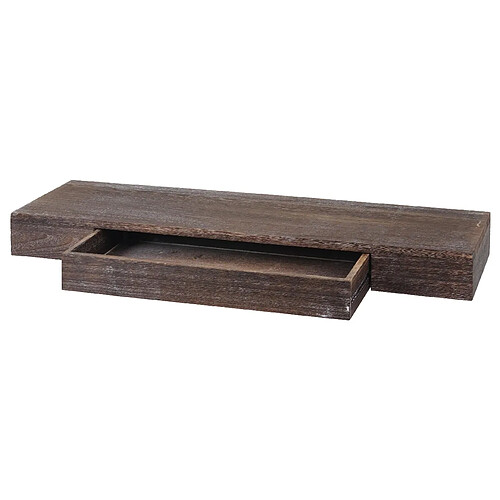 Decoshop26 Étagère murale avec tiroir de rangement 8x80x25 cm en bois marron vieilli 04_0008653