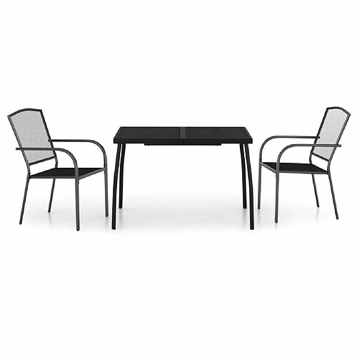 Maison Chic Ensemble de salle à manger de jardin 3 pcs,Table et chaises d'extérieur anthracite acier -GKD103242