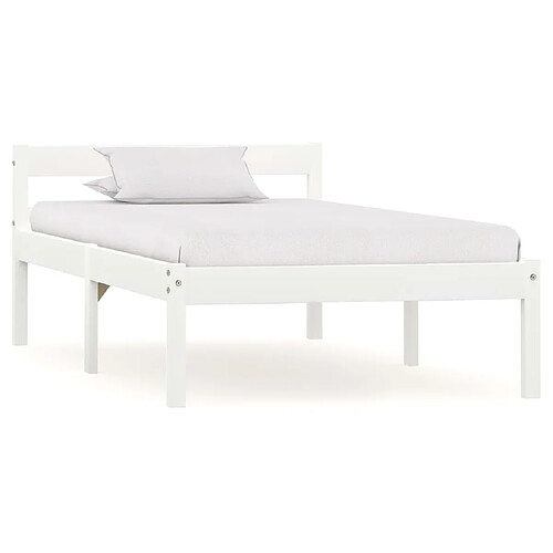 Maison Chic Lit adulte - Lit simple Cadre de lit,Structure du lit Contemporain Blanc Bois de pin massif 100 x 200 cm -MN97432