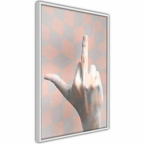 Paris Prix Affiche Murale Encadrée Middle Finger 30 x 45 cm Blanc