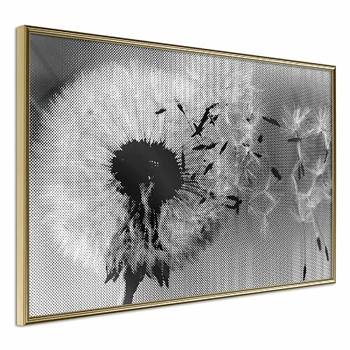 Paris Prix Affiche Murale Encadrée Dandelion in the Wind 45 x 30 cm Or