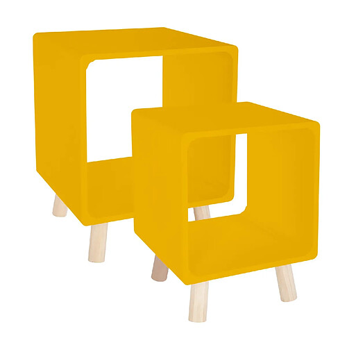 Atmosphera, Createur D'Interieur 2 Tables de chevet Moderne - L. 35 x l. 35 cm - Jaune moutarde