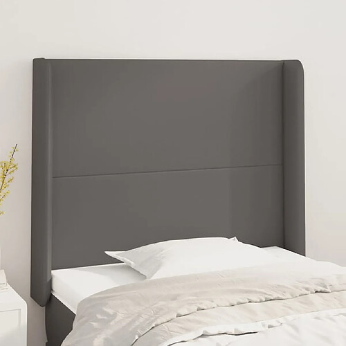 vidaXL Tête de lit avec oreilles Gris 83x16x118/128 cm Similicuir