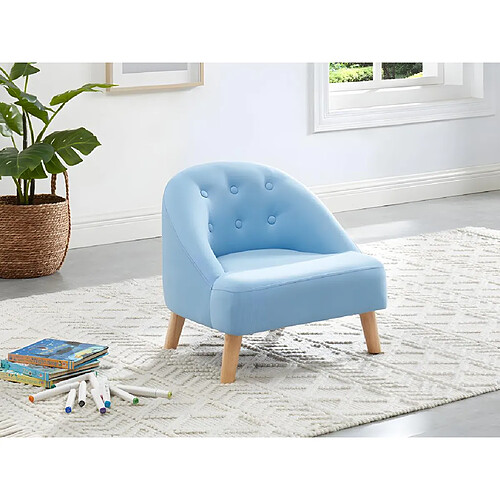 Vente-Unique Fauteuil pour enfant en tissu 100% coton MAGGIE - Bleu pastel