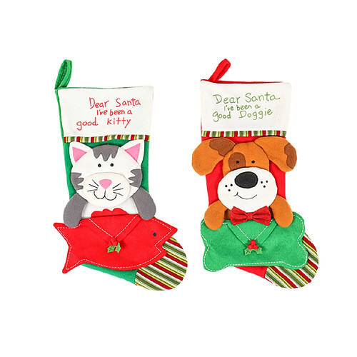 C231 2PCS Christmas Chien Cat Envelope Chaussettes Chaussettes de Noël Décorations à la maison Christmas Cadeau Cadeau Sac Pendentif