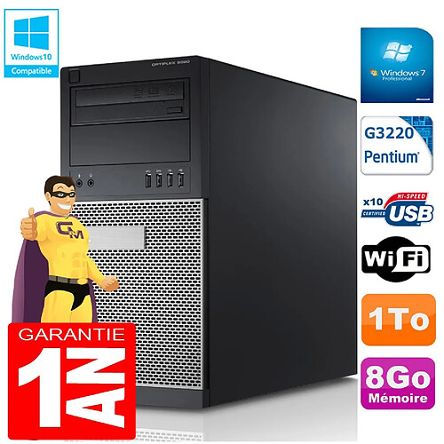 PC Tour DELL 9020 Intel G3220 Ram 8Go Disque 1 To Graveur DVD Wifi W7 · Occasion