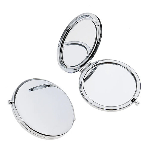 2pcs voyage portable double poche compact miroir de maquillage ensemble argent