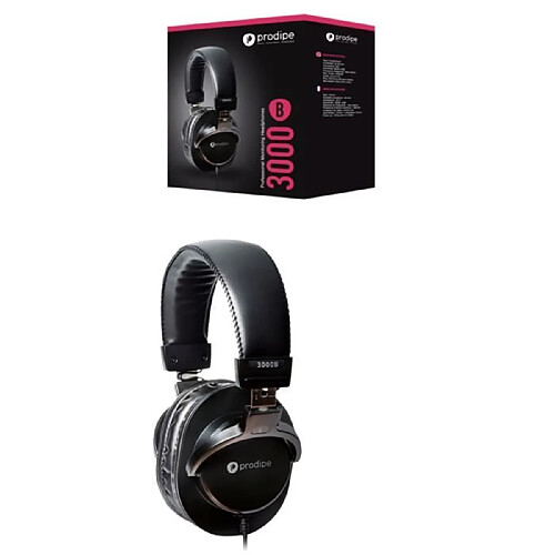 Prodipe Casque SONO Audio Studio Professionnel PRO 3000 NOIR, Casque Filaire 3.5mm + Adaptateur 6.35mm, Casque de Monitoring, Son Parfait