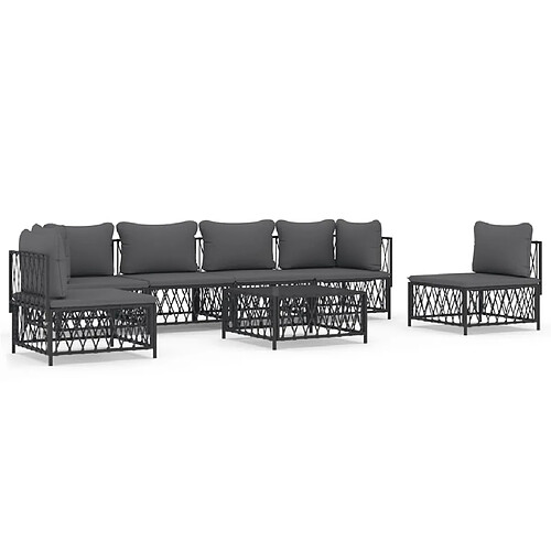 Maison Chic Salon de jardin 7 pcs + coussins - Mobilier/Meubles de jardin - Table et chaises d'extérieur anthracite acier -MN10457