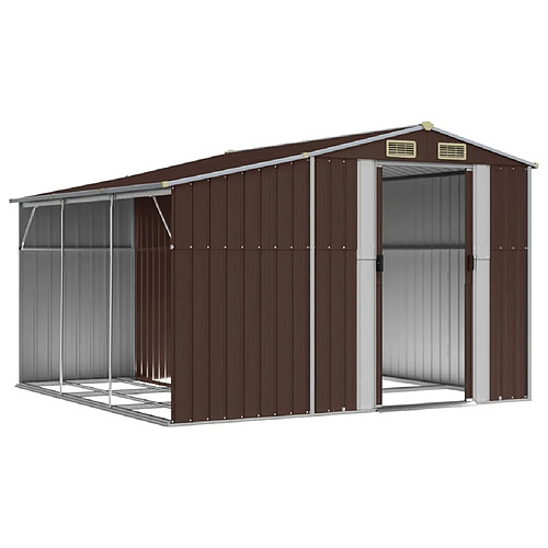 Helloshop26 Abri de jardin cabane cabanon maison de stockage remise extérieur hangar outils robuste 277 x 279 x 179 cm acier galvanisé marron 02_0022284