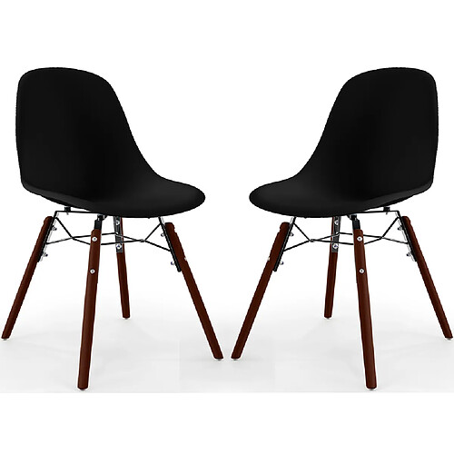 ICONIK INTERIOR Chaises de Salle à Manger - Design Scandinave - Pieds en Bois Sombre - Lot de 2 - Skögur Noir