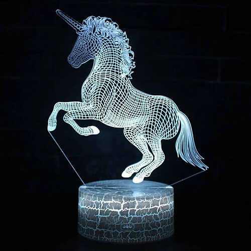 Universal (Licorne D) 3D Illusion Galaxy Licorne Lumineux LED Touch Table Lampe Chambre Décoration Cadeaux