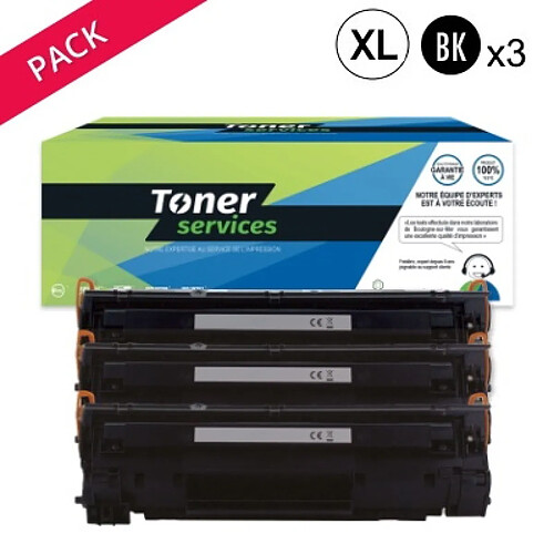 TONER SERVICES Compatible HP 83X Pack 3 Toners Noir CF283X (HT83X/Canon CRG737)