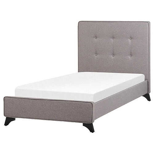 Beliani Lit en tissu gris avec cadre 90 x 200 cm AMBASSADOR