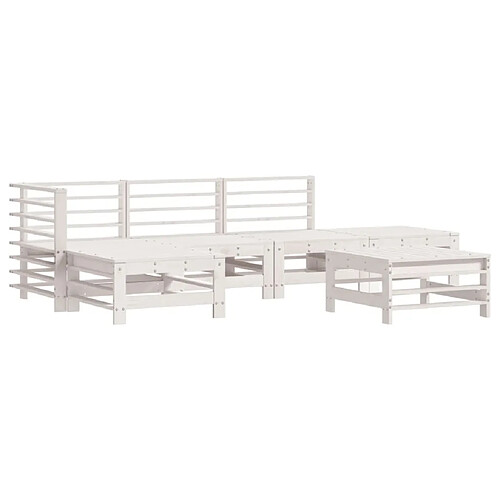 Maison Chic Salon de jardin 6 pcs - Table et chaises d'extérieur - Mobilier/Meubles de jardin Moderne Blanc Bois de pin massif -MN77508